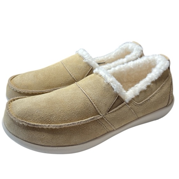 Revitalign Orthotic Rio Shearling Lined Suede Loafers Womens Shoe Size 7 Beige - Picture 1 of 11